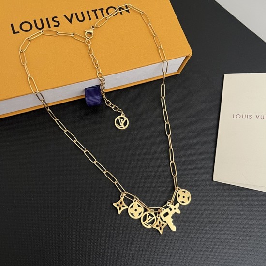 LV Jewelry Necklace: $20–$25 with box; $17–$22 without box