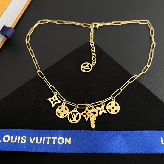 LV Jewelry Necklace: $20–$25 with box; $17–$22 without box