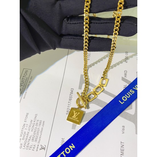 LV Jewelry Necklace: $20–$25 with box; $17–$22 without box