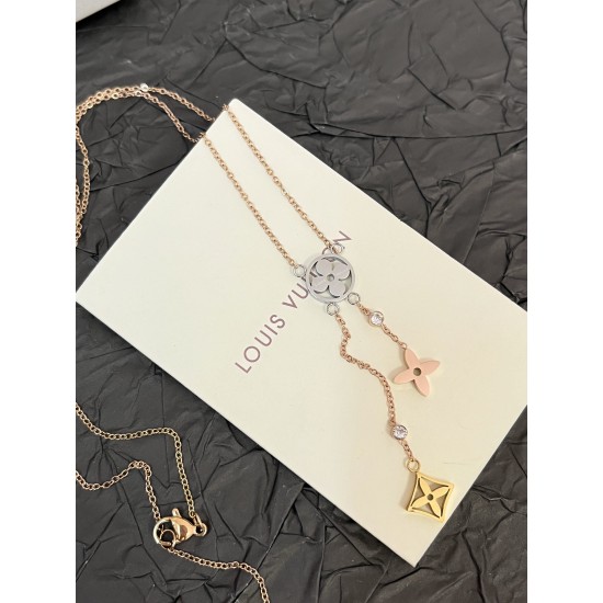 LV Jewelry Necklace: $20–$25 with box; $17–$22 without box