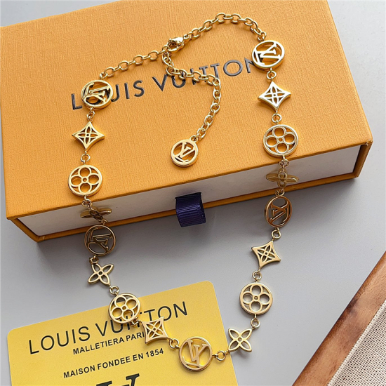 LV Jewelry Necklace: $20–$25 with box; $17–$22 without box