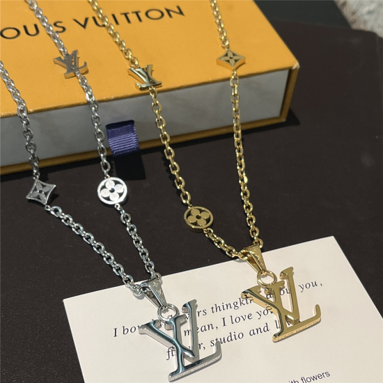 LV Jewelry Necklace: $20–$25 with box; $17–$22 without box