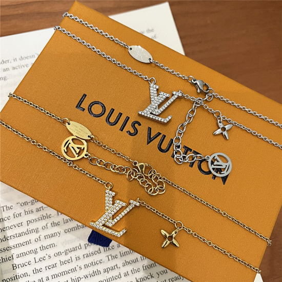 LV Jewelry Necklace: $20–$25 with box; $17–$22 without box