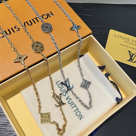 LV Jewelry Necklace: $20–$25 (with box); $17–$22 (without bo