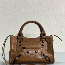 360 Upgraded Small Brown New Le City Biker Bag A classic reinterpreted The return of the iconic BALENCIAGA Le City, first introduced in 2000 The reintroduced Le City is crafted in luxurious Arena leather emphasizing vintage details including the original 