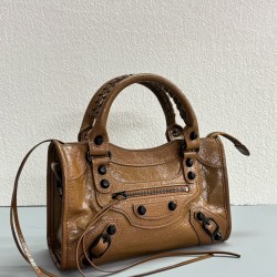 360 Upgraded Small Brown New Le City Biker Bag A classic reinterpreted The return of the iconic BALENCIAGA Le City, first introduced in 2000 The reintroduced Le City is crafted in luxurious Arena leather emphasizing vintage details including the original 