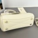 360 mini mini series Bel Air white smooth cowhide leather mini handbag decorated with old silver metal with removable leather keychain two buckle ring turn lock closure with front buckle strap can be free to switch the style on the body cool spicy full bi