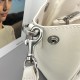 360 mini mini series Bel Air white smooth cowhide leather mini handbag decorated with old silver metal with removable leather keychain two buckle ring turn lock closure with front buckle strap can be free to switch the style on the body cool spicy full bi