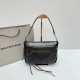 Oil wax black large Balenciag new horizontal handheld camera biker bag more and more hot Parisian biker bag finally on the new models in the traditional biker bag to improve the classic biker elements full of rock and roll atmosphere of bold and avant-gar