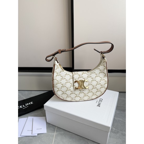 360 AVA moon bag white flower head layer cowhide lining anti-brushed cowhide hardware using the pair of zp real thick gold plating technology crescent moon bag type with triumphal arch large gold buckle embellishment simple versatile senior sense of pull 