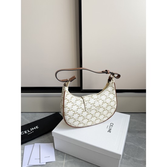 360 AVA moon bag white flower head layer cowhide lining anti-brushed cowhide hardware using the pair of zp real thick gold plating technology crescent moon bag type with triumphal arch large gold buckle embellishment simple versatile senior sense of pull 