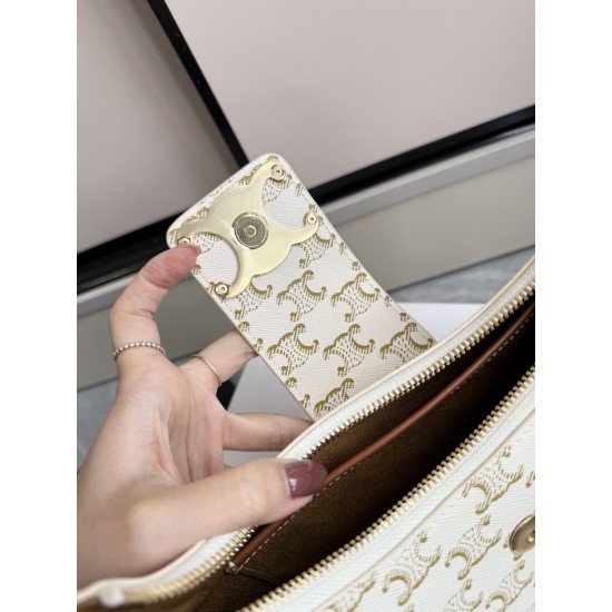 360 AVA moon bag white flower head layer cowhide lining anti-brushed cowhide hardware using the pair of zp real thick gold plating technology crescent moon bag type with triumphal arch large gold buckle embellishment simple versatile senior sense of pull 