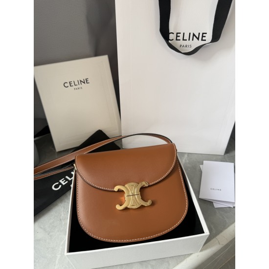 380 Real Gold Arc de Triomphe Saddle Bag Brown Hardware using real thick gold plating technology head layer cowhide Details on zp development super cost-effective version with box packaging Size 185166cm