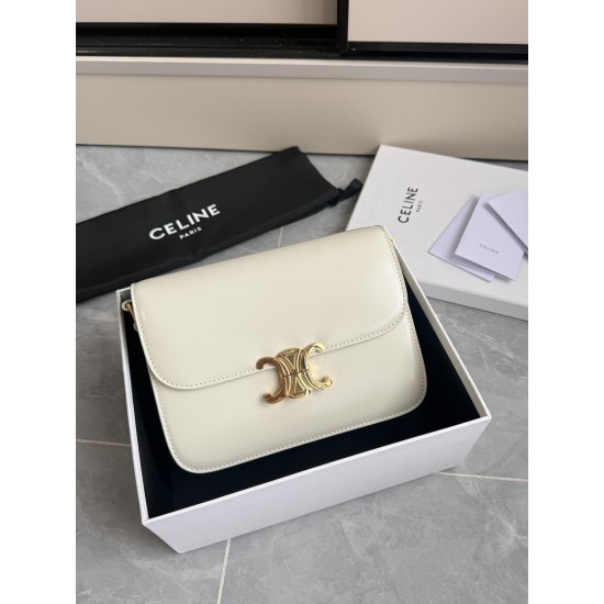 Genuine gold Triumph large milkshake white retro classic models hardware using on zp real thick gold plating technology custom calfskin material texture full of low-key luxury retro style closed eyes into how can not be wrong choice of the whole bag feels