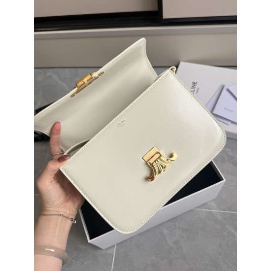 Genuine gold Triumph large milkshake white retro classic models hardware using on zp real thick gold plating technology custom calfskin material texture full of low-key luxury retro style closed eyes into how can not be wrong choice of the whole bag feels