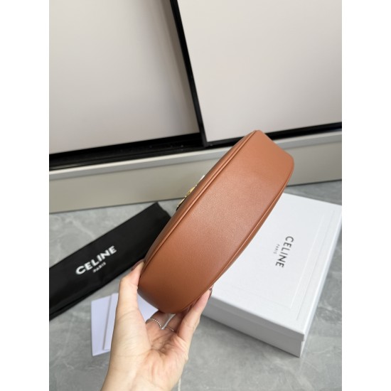 360 AVA moon bag brown calf leather lining anti-brushed cowhide hardware using pairs of zp real thick gold plating technology crescent moon bag type with triumphal arch large gold buckle embellishment simple hundred with a sense of high grade pull full te