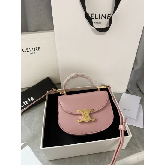 380 Arc de Triomphe Tote Saddle Bag Pink Mini Tote Hardware using pairs of zp real thick gold plating technology customized pairs of version cowhide leather playful and cute mini small bag with box packaging size 1551155cm
