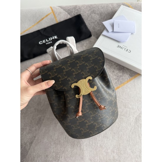 420 Arc de Triomphe backpack old flower pvc with head layer cowhide texture superb stars interpretation of the new BONNIE small shoulder backpack charm super small and lovely body exquisite and practical logo for the Arc de Triomphe logo to add a sense of