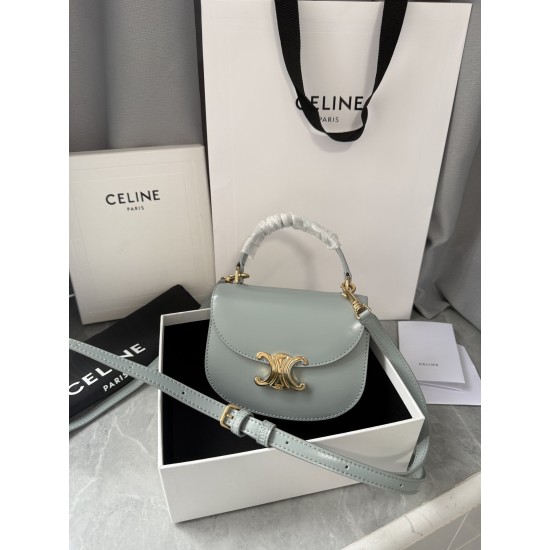 380 Arc de Triomphe Tote Saddle Bag Ice Blue Mini Tote Bag Hardware is made of pairs of zp real thick gold plating technology customized pairs of version cowhide leather playful and cute mini small bag with box packaging size 1551155cm