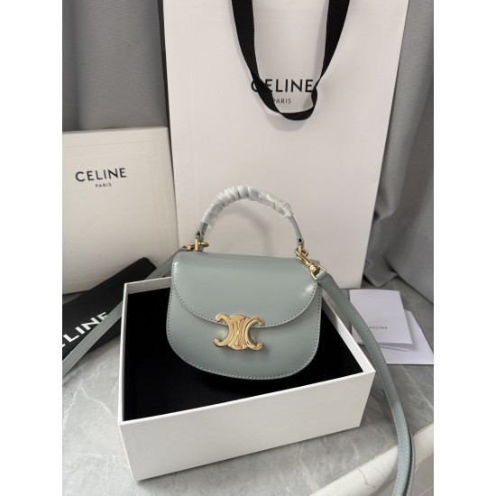 380 Arc de Triomphe Tote Saddle Bag Ice Blue Mini Tote Bag Hardware is made of pairs of zp real thick gold plating technology customized pairs of version cowhide leather playful and cute mini small bag with box packaging size 1551155cm
