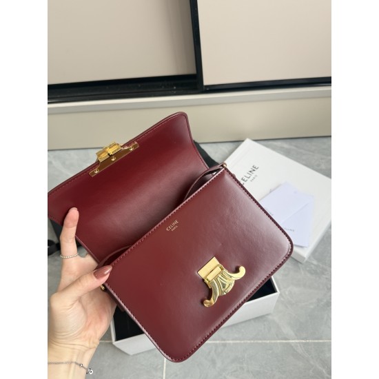 Real gold triumphal arch trumpet burgundy popping models to attack hardware using to zp real thick gold plating technology custom calfskin material texture full of points low-key luxury retro style closed eyes into how can not be wrong choice with the pic