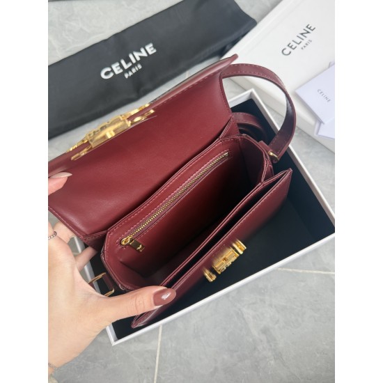 Real gold triumphal arch trumpet burgundy popping models to attack hardware using to zp real thick gold plating technology custom calfskin material texture full of points low-key luxury retro style closed eyes into how can not be wrong choice with the pic