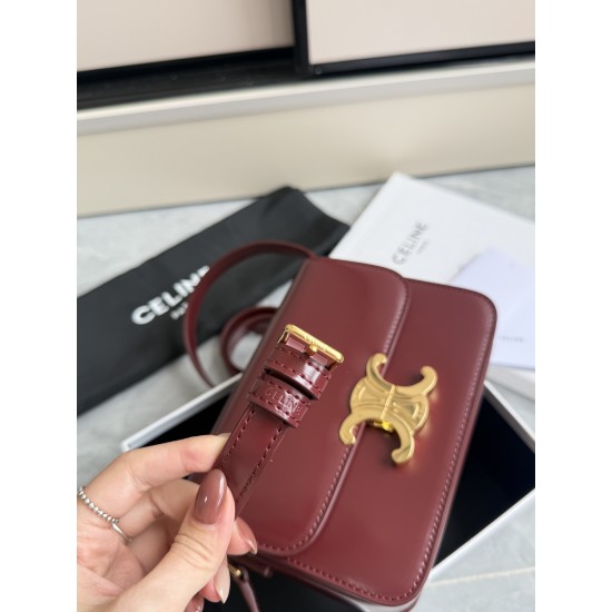 Real gold triumphal arch trumpet burgundy popping models to attack hardware using to zp real thick gold plating technology custom calfskin material texture full of points low-key luxury retro style closed eyes into how can not be wrong choice with the pic