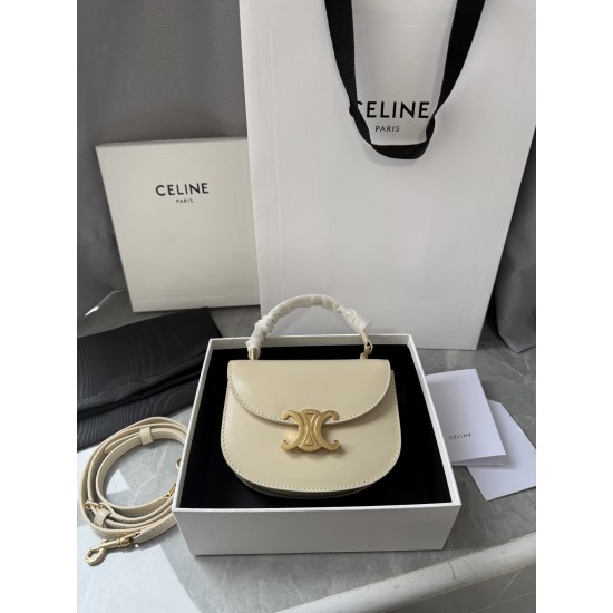 380 Arc de Triomphe Tote Saddle Bag Milkshake White Mini Tote Bag Hardware is made of pairs of zp real thick gold plating technology customized pairs of version of cowhide leather playful and cute mini small bag with box packaging size 1551155cm