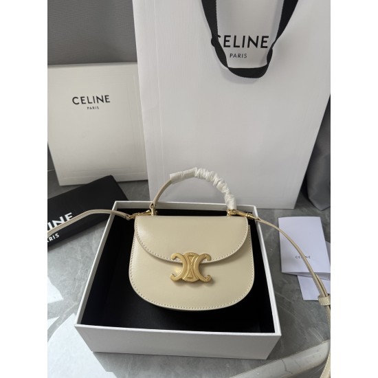 380 Arc de Triomphe Tote Saddle Bag Milkshake White Mini Tote Bag Hardware is made of pairs of zp real thick gold plating technology customized pairs of version of cowhide leather playful and cute mini small bag with box packaging size 1551155cm