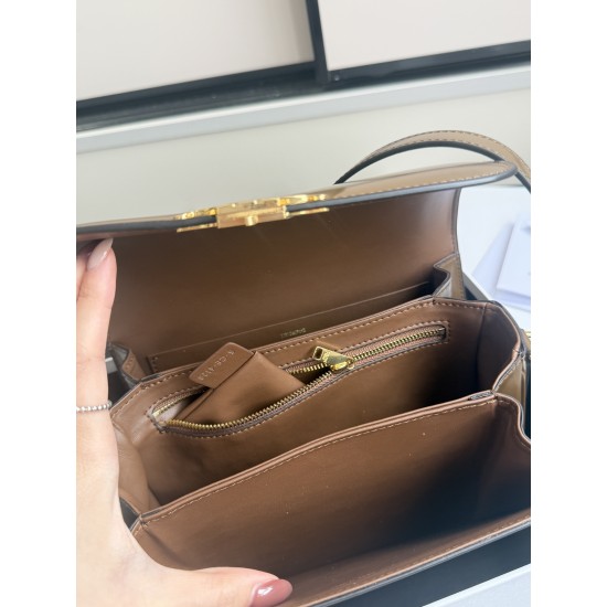 Genuine gold triumphal arch large caramel retro classic models hardware using the pair of zp real thick gold plating technology customized calfskin material texture full of points low-key luxury retro style closed eyes into how can not be wrong choice of 