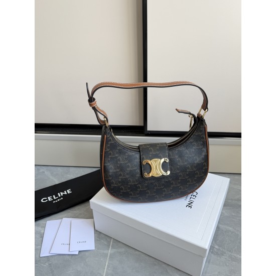 360 AVA moon bag old flower head layer cowhide lining anti-brushed cowhide hardware using the pair of zp real thick gold plating technology crescent moon bag type with triumphal arch large gold buckle embellishment simple versatile senior sense of pull fu