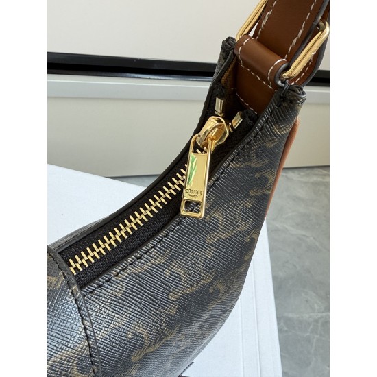 360 AVA moon bag old flower head layer cowhide lining anti-brushed cowhide hardware using the pair of zp real thick gold plating technology crescent moon bag type with triumphal arch large gold buckle embellishment simple versatile senior sense of pull fu