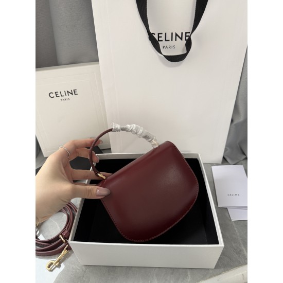 380 Arc de Triomphe Tote Saddle Bag Burgundy Mini Tote Hardware using pairs of zp real thick gold plating technology customized pairs of version of cowhide leather playful and cute mini small bag with box packaging size 1551155cm