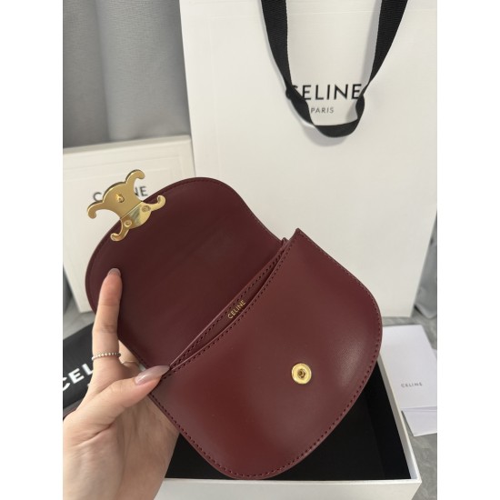 380 Arc de Triomphe Tote Saddle Bag Burgundy Mini Tote Hardware using pairs of zp real thick gold plating technology customized pairs of version of cowhide leather playful and cute mini small bag with box packaging size 1551155cm