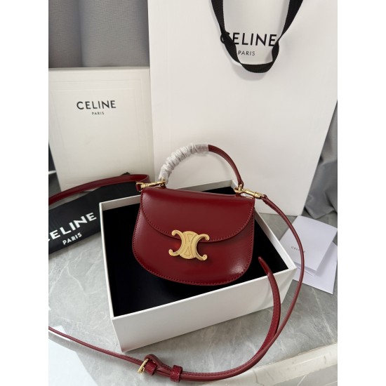 380 Arc de Triomphe Tote Saddle Bag Big Red Mini Tote Hardware using pairs of zp real thick gold plating technology customized pairs of version of cowhide leather playful and cute mini small bag with box packaging size 1551155cm