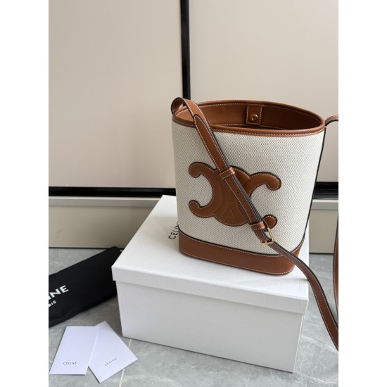 360 cuir bucket bag canvas Arc de Triomphe embossed full leather crossbody bucket understated simplicity casual small style belongs to the more you look the more you like the model of classic cowhide texture superb with the picture package size 222413cm