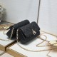 200 WITH BOX LADY DIOR MOBILE POUCH Black with gold claspThe Lady Dior cell phone pouch is elegantly crafted in creamy white sheepskin with a rattan check pattern and a removable light gold finish metal DIOR charm with a detachable chain decorated with re
