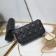 200 WITH BOX LADY DIOR MOBILE POUCH Black with gold claspThe Lady Dior cell phone pouch is elegantly crafted in creamy white sheepskin with a rattan check pattern and a removable light gold finish metal DIOR charm with a detachable chain decorated with re