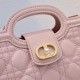 210 The Dior Jolie Top Handle Mini Chain Bag, new to the Early Spring 2016 Ready-to-Wear collection, is an elegant and sophisticated design crafted in creamy white sheepskin leather with rattan lattice flap embellished with a gold-tone metal CD logo and w