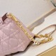 210 The Dior Jolie Top Handle Mini Chain Bag, new to the Early Spring 2016 Ready-to-Wear collection, is an elegant and sophisticated design crafted in creamy white sheepskin leather with rattan lattice flap embellished with a gold-tone metal CD logo and w