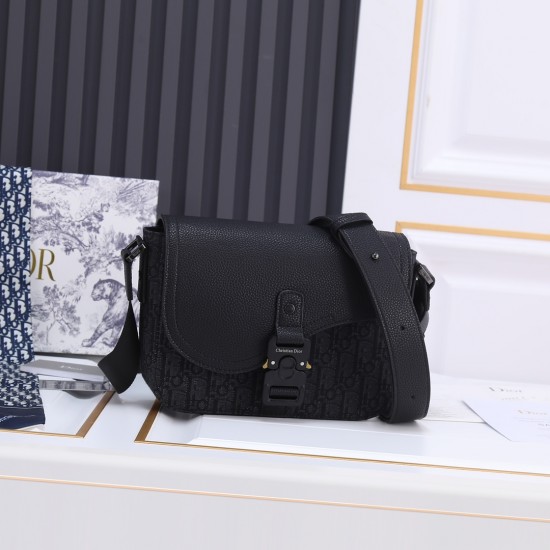 Lot 240 Original Black Fabric Issued Top quality original This mini saddle messenger bag is smart and stylish crafted in black grained cowhide leather with a flap and DIOR logo highlighting the sophisticated appeal of the saddle bag Spacious interior comp