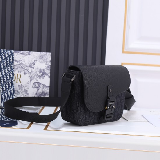 Lot 240 Original Black Fabric Issued Top quality original This mini saddle messenger bag is smart and stylish crafted in black grained cowhide leather with a flap and DIOR logo highlighting the sophisticated appeal of the saddle bag Spacious interior comp