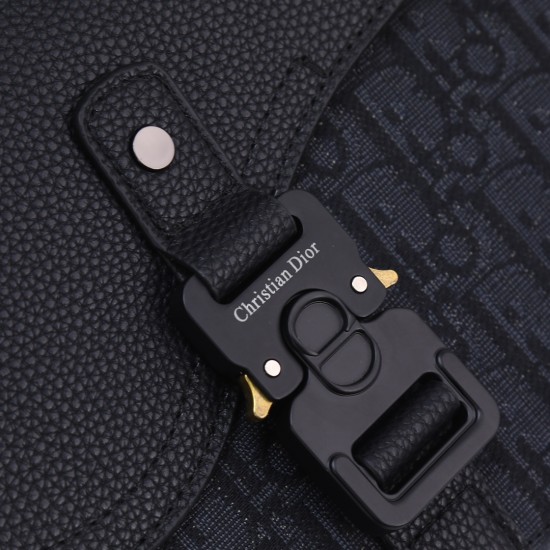 Lot 240 Original Black Fabric Issued Top quality original This mini saddle messenger bag is smart and stylish crafted in black grained cowhide leather with a flap and DIOR logo highlighting the sophisticated appeal of the saddle bag Spacious interior comp