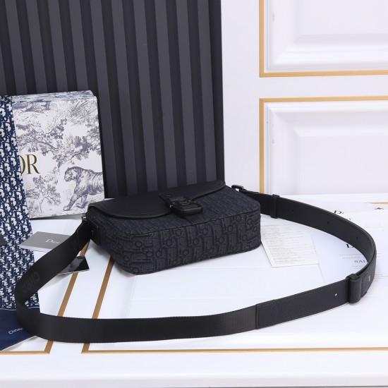 Lot 240 Original Black Fabric Issued Top quality original This mini saddle messenger bag is smart and stylish crafted in black grained cowhide leather with a flap and DIOR logo highlighting the sophisticated appeal of the saddle bag Spacious interior comp