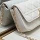 200 WITH BOX LADY DIOR MOBILE PHONE POUCH WHITE GOLD BUCKLE This Lady Dior cell phone pouch is elegantly crafted in creamy white sheepskin leather with a rattan check pattern and a removable light gold finish metal DIOR charm with a detachable chain adorn