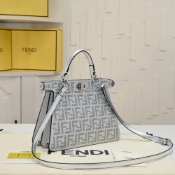 270 Model 7733 Medium Double F Diamond Kitten Bag Fendi Peekaboo ISeeU Petite Kitten Bag Silver Faux Crystals FF Pattern Iconic Peekaboo ISeeU Bag Compact and attractive suede with full width embellishment of small faux crystals and multi-faceted studs in