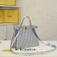 270 Model 7733 Medium Double F Diamond Kitten Bag Fendi Peekaboo ISeeU Petite Kitten Bag Silver Faux Crystals FF Pattern Iconic Peekaboo ISeeU Bag Compact and attractive suede with full width embellishment of small faux crystals and multi-faceted studs in