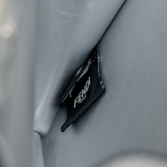 270 Model 7733 Medium Double F Diamond Kitten Bag Fendi Peekaboo ISeeU Petite Kitten Bag Silver Faux Crystals FF Pattern Iconic Peekaboo ISeeU Bag Compact and attractive suede with full width embellishment of small faux crystals and multi-faceted studs in