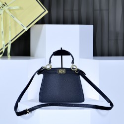 350 model 33208 the iconic peekaboo iseeu ideal compact handbag is hand stitched with 306 stitches in the same color with large bright threads representing traditional selleria craftsmanship in a selection of dove grey cuoio romano leather with signature 