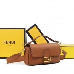 290 FirecrackersFendi BaguetteMedium baguetteCuoio RomanoMade of cowhide leatherHand-stitched and embellished with FF claspFeatures a front flap with magnetic closureInterior compartment with zippered pocketFeatures a leather Selleria seal with gold-tone 